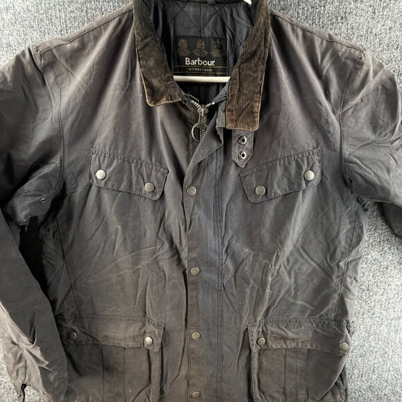 Barbour International Duke XL Waxed Jacket TR Men Full Zip Blue Cargo Pockets - Picture 1 of 16